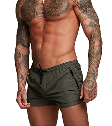 Kfnire Bañadores de natación, Pantalones Cortos de los Hombres de Secado rápido Playa Surf Corriendo Pantalones Cortos de natación Boxeadores Ligero Shorts (EU L=Tag XL, Verde)