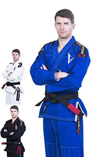 Kimono Vector Attila Series de Jiu Jitsu con cinturón Blanco, Ligero, 100% algodón, A0, Azul