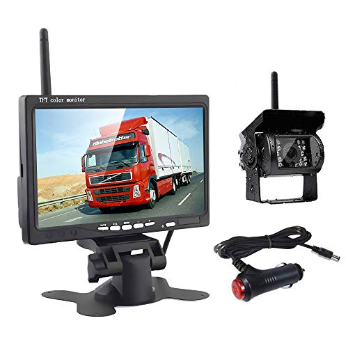 Kit de Cámara de Marcha Atrás, Monitor de 7 '' con Visión Nocturna IP67, Cámara de Visión Trasera Impermeable, Kit de Sensor de Aparcamiento para Coches, Camiones, Furgonetas Vehículos Grandes