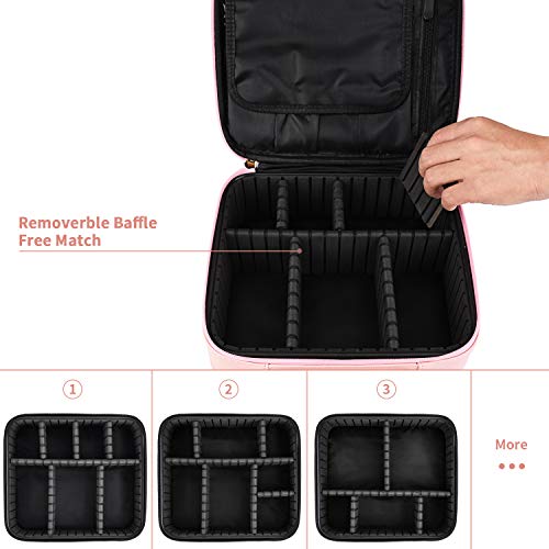 Kit de Maquillaje Neceser Make Up Bolso de Cosméticos Portable Organizador Maletín para Maquillaje Maleta de Makeup Profesional Cuero de la PU(Rosado)