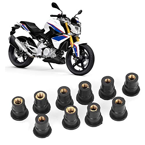 Kit de tuercas de pozo M5 de 10 piezas, tuercas de pozo de goma para parabrisas de 5 mm/0,2 pulgadas, pernos de parabrisas de motocicletas métricas, tuerca de pozo, negro