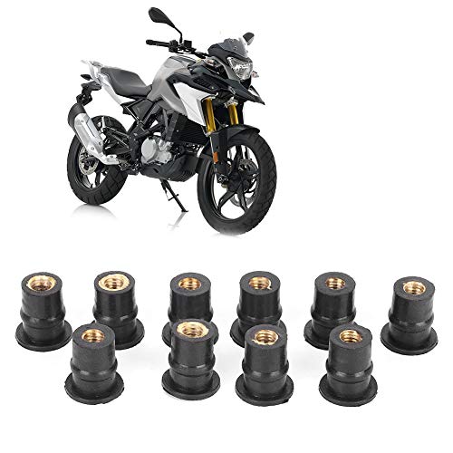 Kit de tuercas de pozo M5 de 10 piezas, tuercas de pozo de goma para parabrisas de 5 mm/0,2 pulgadas, pernos de parabrisas de motocicletas métricas, tuerca de pozo, negro