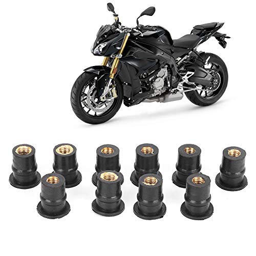 Kit de tuercas de pozo M5 de 10 piezas, tuercas de pozo de goma para parabrisas de 5 mm/0,2 pulgadas, pernos de parabrisas de motocicletas métricas, tuerca de pozo, negro