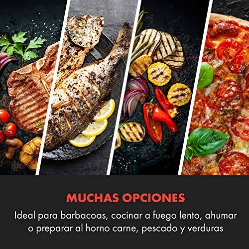 KLARSTEIN Queensize Kamado Barbacoa - para Asar, cocinar a Fuego Lento, ahumar u Hornear, Laterales extraíbles, Materiales: cerámica, Acero Inoxidable y bambú, 0-450 °C, 3 Ruedas, Negro