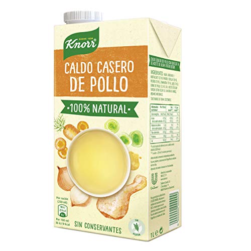 Knorr - Caldo Líquido Casero de Pollo 100% Natural sin Gluten ni Conservantes, 1L (8 unidades)