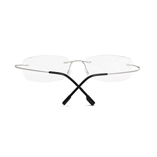 KoKoBin Gafas de lectura sin montura para gafas de lectura de titanio superligeras para damas y caballeros(plata，+1.5)