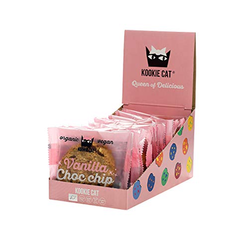 Kookie Cat Galletas Veganas de Vainilla y Virutas de Chocolate Individualmente Envueltas. Sin Gluten, Sin Soja, Bio y Orgánicas. Anacardos y Avena. Multipack de 12 x 50 g