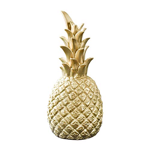 Koowaa Adornos Creativos de Piña Ananas Figura Decoración Artificial Decoración Nórdica Forma de Fruta Dorada Pineapple Decoración de Resina Negro Blanco Hogar Dormitorio Escritorio Deco， S