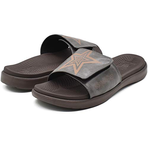 KUAILU Hombre Sandalias de Playa de Punta Descubierta Slide Deportivo Ajustable Zapatillas de Verano Ortopedicas Marrón talla 46