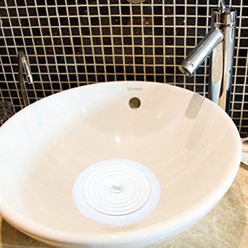 kuou. Tapón de silicona para bañeras, fregaderos o lavabos, para baños, cocinas y lavanderías, tapón de drenaje universal de 15 cm (blanco)