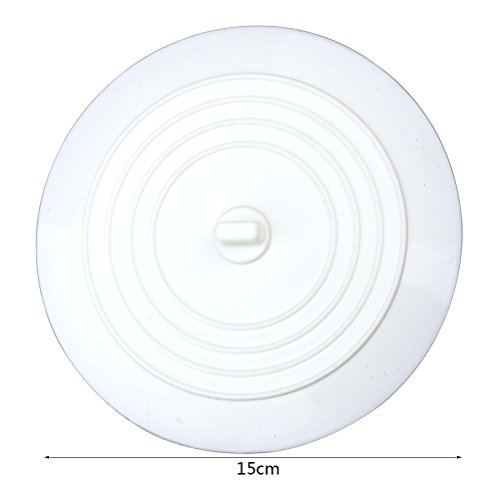 kuou. Tapón de silicona para bañeras, fregaderos o lavabos, para baños, cocinas y lavanderías, tapón de drenaje universal de 15 cm (blanco)