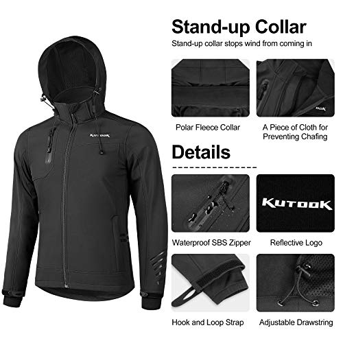 KUTOOK Chaqueta Softshell Hombre Invierno Forro Polar Ropa Cortavientos Impermeable Con Capucha Extraíble Para Montaña Trekking Senderismo Esquí Running, Etc(XL)