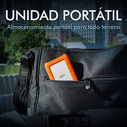 LaCie Rugged, USB-C, 4 TB, Disco duro externo, HDD portátil, USB 3.0, unidad resistente a caídas, golpes, polvo y lluvia, para Mac y PC, 2 años servicios Rescue (STFR4000800)