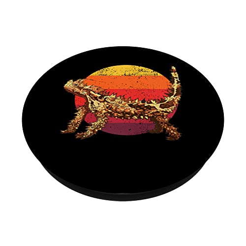 Lagarto cornudo Gráfico de atardecer apenado vintage PopSockets PopGrip Intercambiable