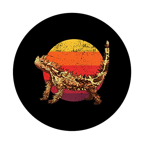 Lagarto cornudo Gráfico de atardecer apenado vintage PopSockets PopGrip Intercambiable