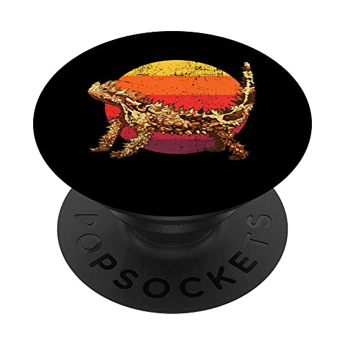 Lagarto cornudo Gráfico de atardecer apenado vintage PopSockets PopGrip Intercambiable