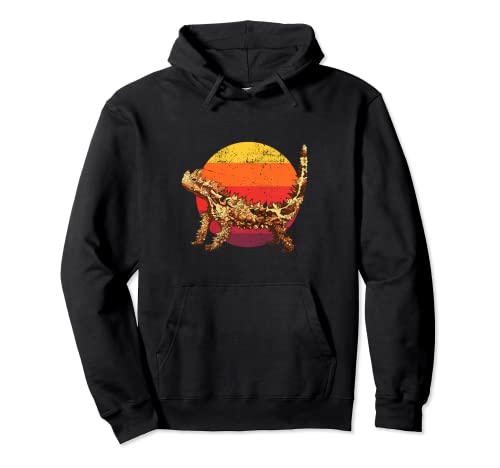 Lagarto cornudo Gráfico de atardecer apenado vintage Sudadera con Capucha