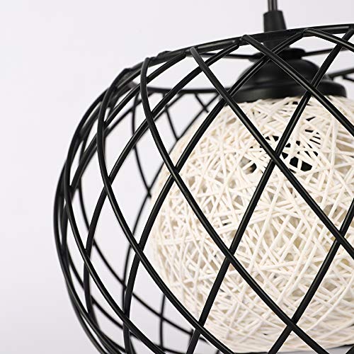 Lámpara Colgante Vintage de Metal,WOWEWA Lámpara de Techo Interior Iluminación Araña de Suspensión Industrial Colgante de Luz E27 para Dormitorio Loft Restaurante Coffee Bar, Negro