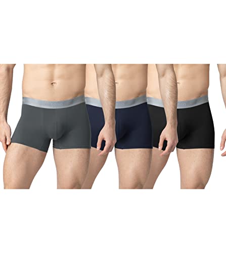 LAPASA Calzoncillos Hombre Boxer (Pack de 3) Calzoncillo Boxers Largos & Corto Bóxers Ropa Interior Hombre Super Suave Micro Modal M02 L Negro, Azul, Gris