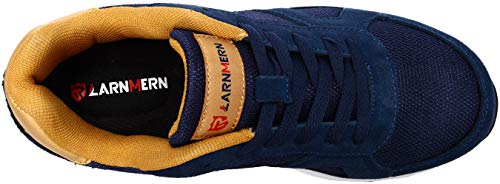 LARNMERN Zapatos de Seguridad Hombre Mujer, S1 SRC Punta de Acero Ligero Zapatillas de Seguridad Transpirable Reflectivo (49 EU, Azul)