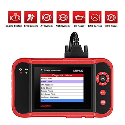 LAUNCH Creader CRP129 Lector de código OBDII escáner escáner Herramienta de diagnóstico con Motor/transmisión/ABS/Airbag Sistema de Prueba y EPB/SAS/Oil Reset Functions