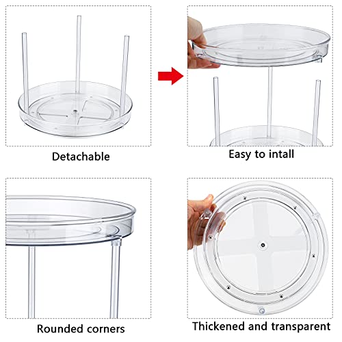 Lazy Susan Estante para Especias de Plástico 2 en 1 Especiero Giratorio para Cocina para La Cocina Armario de Cocina Despensa Especias (24cm)