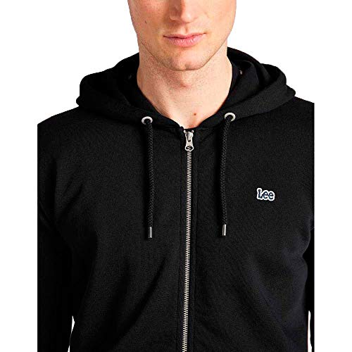 Lee Basic Zip Through Hoodie, Sudadera con Capucha, Hombre, Negro (Black 01), L