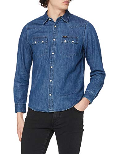 Lee Lee Rider Shirt, Camisa, Hombre, Azul (Dipped Blue La), Large