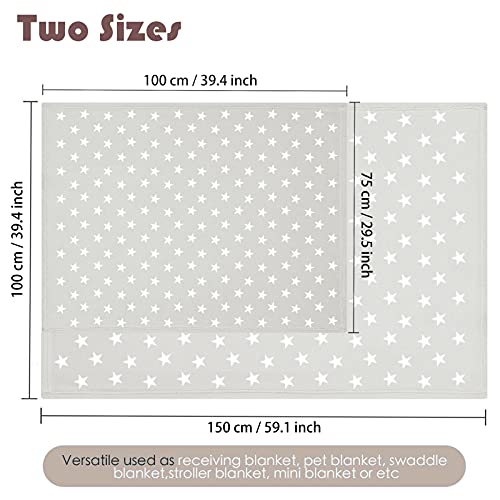 LeerKing 2 Paquetes Mantas para Bebés Polar Suave y Mullida lavable Confortable Cálida con Patrón de Manchas Estrellas para Niña y Niño 75 * 100CM, Gris & Rosa