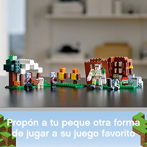 LEGO 21159 Minecraft El Puesto de Saqueadores, Set de Construcción con 4 Figuras de Acción para Construir y Accesorios