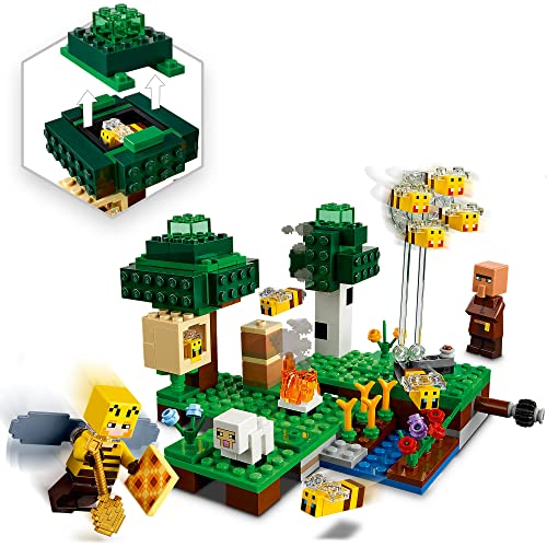 LEGO 21165 Minecraft La Granja de Abejas, Set de Construcción con Figuras de Apicultora y Oveja, Juguete para niños y niñas 8 años