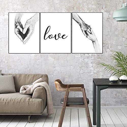 Leinwand Wandkunst,3Pcs 30x40cm Nordischen Stil Hand Brief Wandkunst Leinwand Malerei Kern Wohnzimmer Studie Dekor