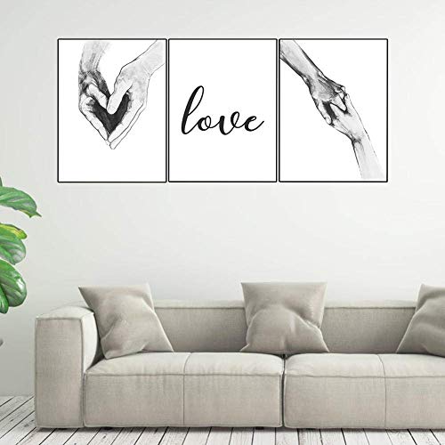 Leinwand Wandkunst,3Pcs 30x40cm Nordischen Stil Hand Brief Wandkunst Leinwand Malerei Kern Wohnzimmer Studie Dekor