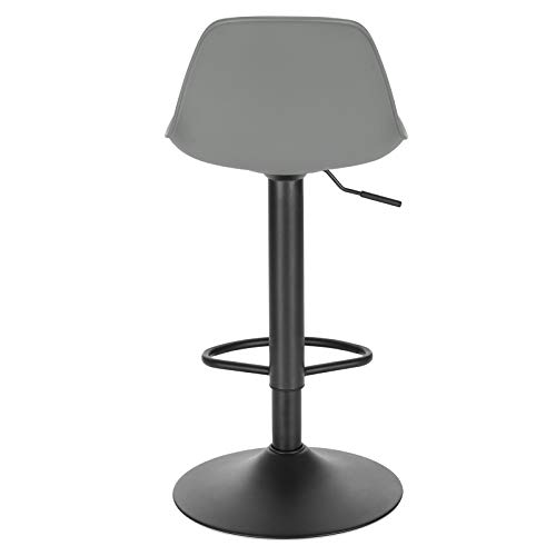 Lestarain 1X Taburetes Alto Cocina Regulable en Altura Taburetes de Bar con Respaldo Cuero Sintético+Plástico Sillas Altas Taburete Giratorio para Estudio, Trabajo, Oficina Gris