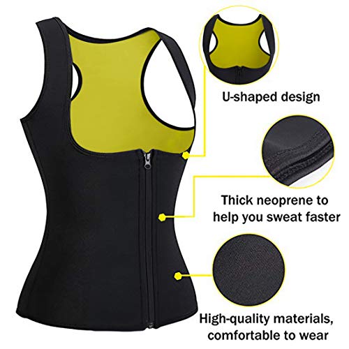 Litthing Chaleco Deportivo de Yoga para Mujer Fitness Sauna Neopreno Chaleco de Entrenamiento Compresión Establecer Estatua para Deporte Fitness (Negro, XL)