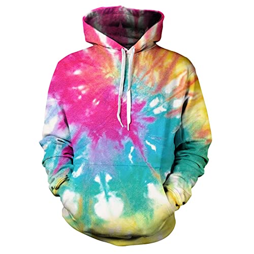 LiuPinp Pullover Hombres 3D Print Tie Dye Sudadera para Hombres Suelta Y Cómoda Hip Hop Pareja Sudadera con Capucha Trend Urban Modern Youth College Hombres Streetwear F-6 5XL