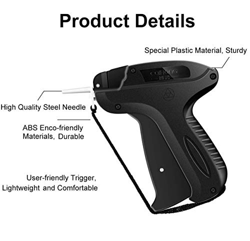 lnkey Pistola Etiquetadora, Pistola De Etiqueta Etiquetadora Precios + 5 Agujas de Repuesto + 1500 Hilos Estándar, Pistola Etiquetar para Ropa Calcetines Sombreros (Negro)