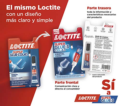 Loctite Super Glue-3 Cristal, adhesivo para cristal resistente al agua, pegamento instantáneo especial para cristales, pegamento transparente y extrafuerte, 1x3 g