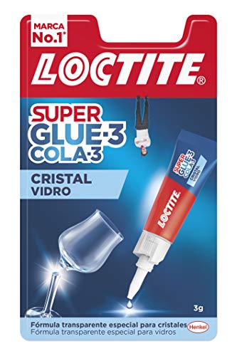 Loctite Super Glue-3 Cristal, adhesivo para cristal resistente al agua, pegamento instantáneo especial para cristales, pegamento transparente y extrafuerte, 1x3 g