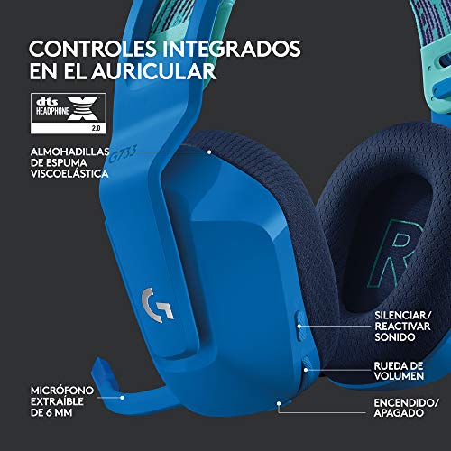 Logitech G733 LIGHTSPEED Auriculares con Micrófono Inalámbricos para Gaming con Diadema con Suspensión, LIGHTSYNC RGB, Tecnología de Micrófono Blue VO!CE, Ligeros, 29h de batería - Azul