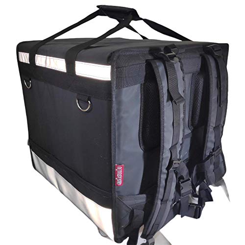 Lollipoper: Mochila de Reparto Isotérmica 45x45x45 cm para Entrega de Pedidos de Comida en Moto y bicicleta, Negra, Pizza,Hamburguesa, Bebida, Impermeable.