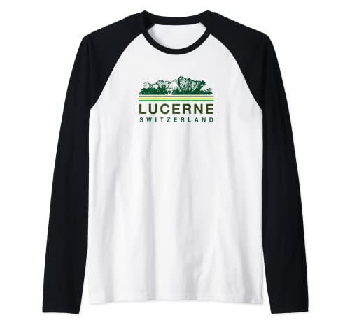 Lucerna Suiza Senderismo Suizo Escalada Retro Camiseta Manga Raglan