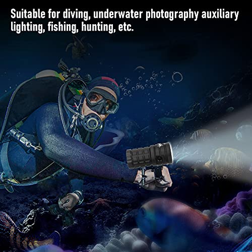 Luces de Buceo, Linterna Subacuática Profesional de 10000 Lm, Linterna de Buceo Impermeable de 100 M con Batería Recargable, Luz Súper Brillante, Ideal para Espeleología Nocturna Explorar(negro)