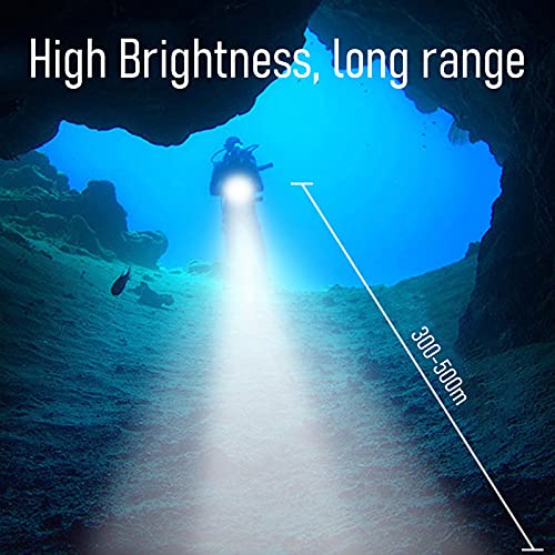 Luces de Buceo, Linterna Subacuática Profesional de 10000 Lm, Linterna de Buceo Impermeable de 100 M con Batería Recargable, Luz Súper Brillante, Ideal para Espeleología Nocturna Explorar(negro)