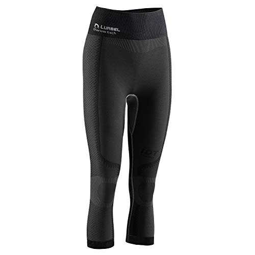 Lurbel Cristallo Pants 3/4 W, Primera Capa Deportiva, Mallas Transpirables, Mallas Interiores, Mallas Antibacterianas, Mallas de Mujer, Mallas Deportivas, Trekking (Marengo, Mediana - M)