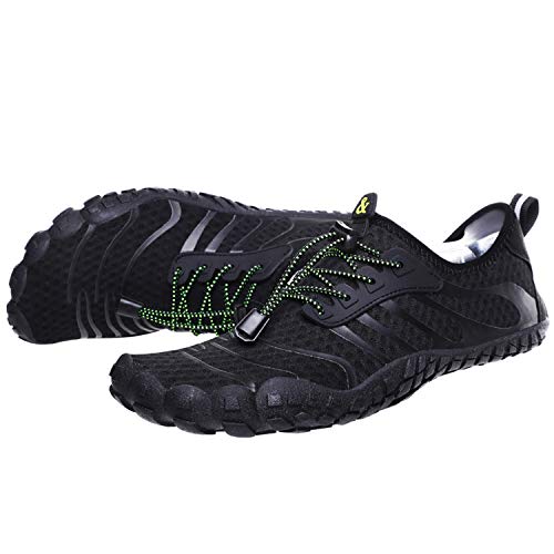 Lvptsh Zapatos de Agua para Hombre Zapatos de Playa Zapatillas Minimalistas de Barefoot Secado Rápido Calcetines de Piel Descalza Escarpines de Verano Deportes Acuáticos,Negro,EU44