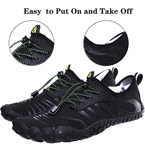 Lvptsh Zapatos de Agua para Hombre Zapatos de Playa Zapatillas Minimalistas de Barefoot Secado Rápido Calcetines de Piel Descalza Escarpines de Verano Deportes Acuáticos,Negro,EU44