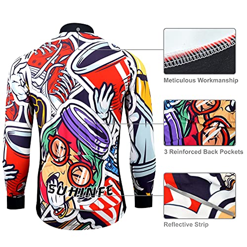 Maillot Ciclismo Hombre Invierno, Ropa Ciclismo Manga Larga Calor con Polar Térmico y Pantalones Ciclismo de Alta Elasticidad para Bicicleta Carretera y Bicicleta Montaña, Deporte, L