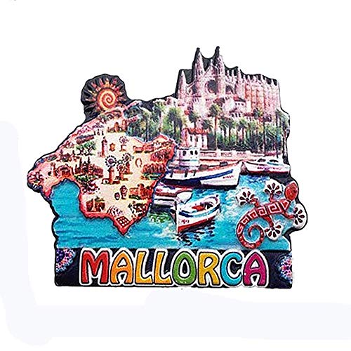 Mallorca España imán para nevera 3D regalo de recuerdo de viaje, decoración para el hogar y la cocina, pegatina magnética Mallorca España colección de imanes para nevera