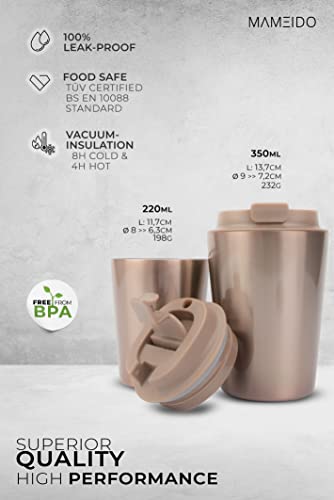 MAMEIDO Taza Térmica 350ml Taupe Grey - Termo Café en acero inoxidable sin BPA, Antigoteo - Vaso Termico Cafe y Té para llevar